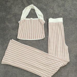 Rehab lab tan and white houndstooth set. Size M.